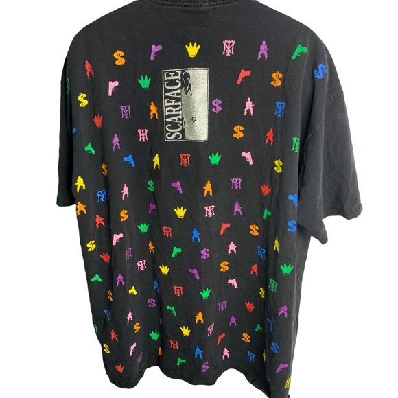 Vintage Mens Rare Scarface Movie Hustler AOP Crewneck Short Sleeve Shirt Sz 2XL - Picture 7 of 11